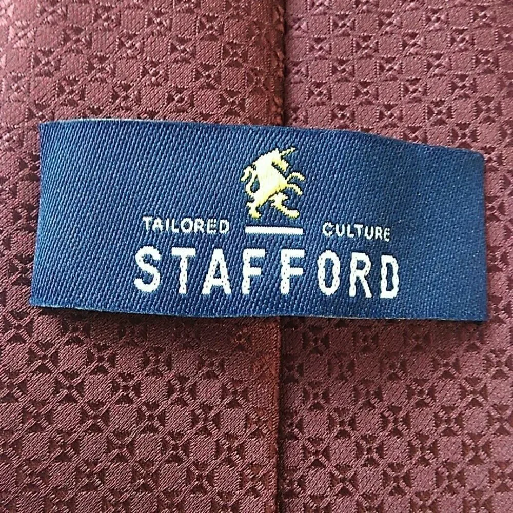 (3/$20) Stafford tailored culture burgundy tie